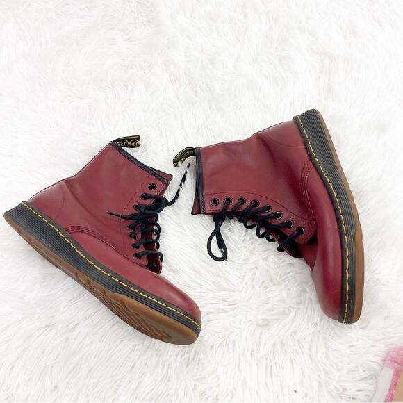 Dr. Martens Pascal Red Leather Lace Up High Top Boots - Picture 5 of 10